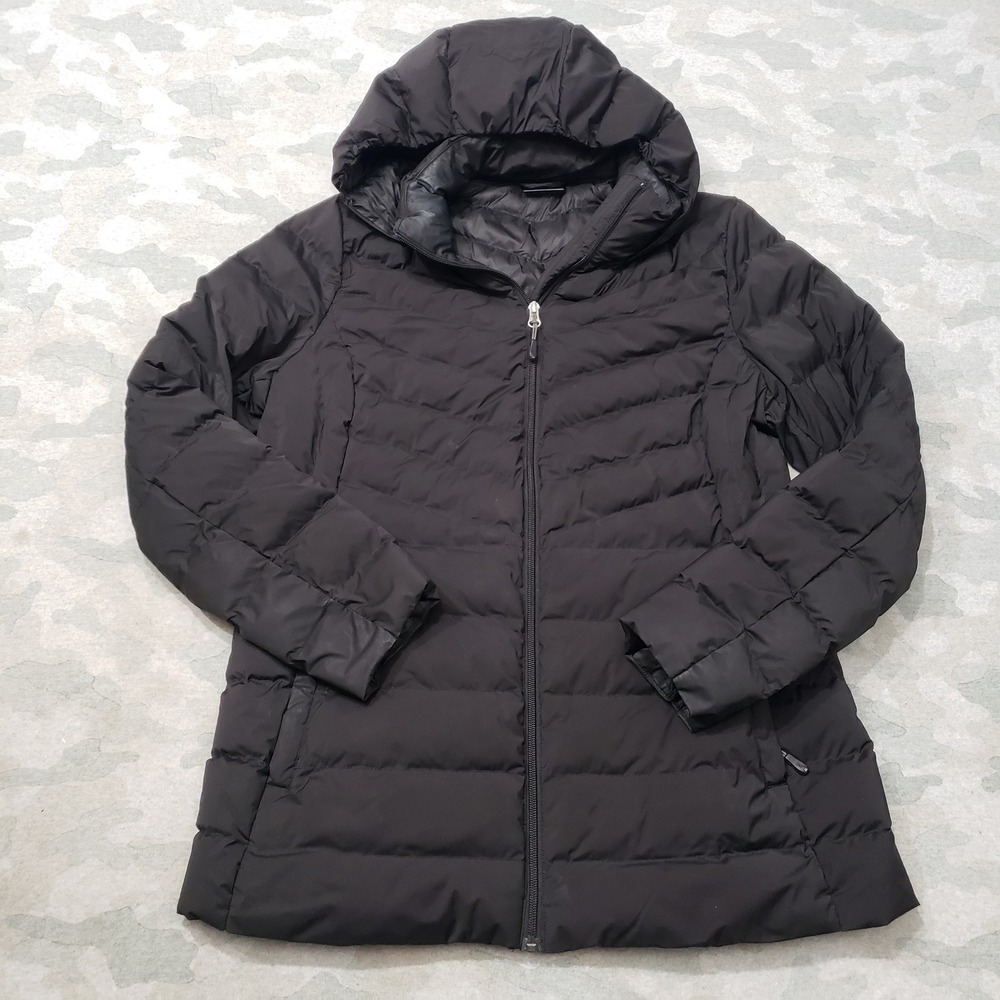 32 Degrees Heat Puffer Jacket Women Large Black Hooded Quilted Full Zip Pockets